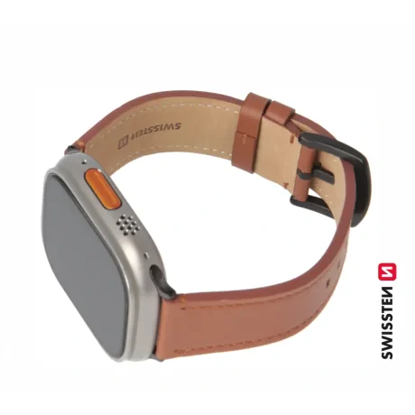 CURELĂ DIN PIELE SWISSTEN PENTRU APPLE WATCH 42 / 44 / 45 / 49 mm MARO (cataramă neagră și clemă neagră)