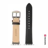 CURELĂ DIN PIELE SWISSTEN PENTRU APPLE WATCH 42 / 44 / 45 / 49 mm NEAGRĂ (cataramă argintie și clemă argintie)