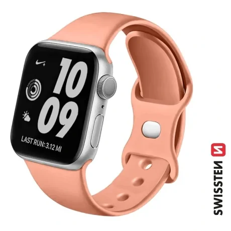 CURELĂ DIN SILICON SWISSTEN PENTRU APPLE WATCH 38 / 40 / 41 mm PORTOCALIU ROZ