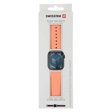 CURELĂ DIN SILICON SWISSTEN PENTRU APPLE WATCH 38 / 40 / 41 mm PORTOCALIU ROZ
