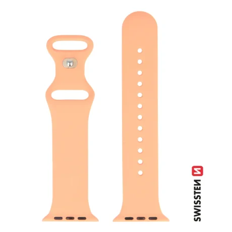 CURELĂ DIN SILICON SWISSTEN PENTRU APPLE WATCH 38 / 40 / 41 mm PORTOCALIU ROZ