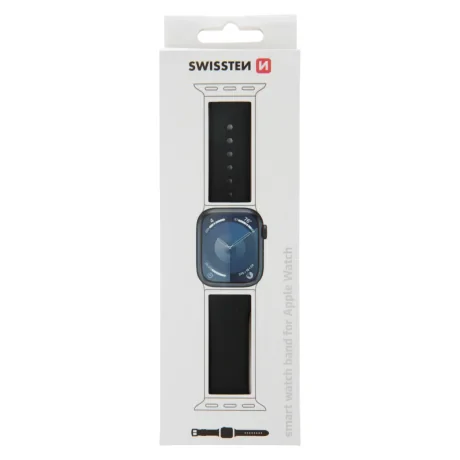 CURELĂ DIN SILICON SWISSTEN PENTRU APPLE WATCH 42 / 44 / 45 / 49 mm NEAGRĂ