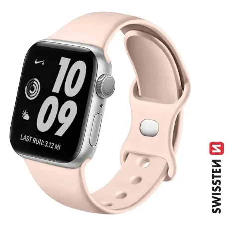 CURELĂ DIN SILICON SWISSTEN PENTRU APPLE WATCH 42 / 44 / 45 / 49 mm ROZ NISIPIU