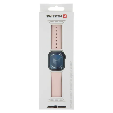 CURELĂ DIN SILICON SWISSTEN PENTRU APPLE WATCH 42 / 44 / 45 / 49 mm ROZ NISIPIU