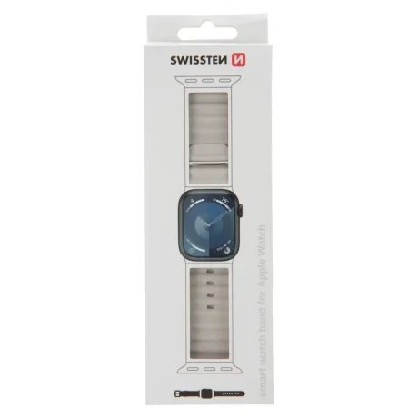 CURELĂ DIN SILICON SWISSTEN PENTRU APPLE WATCH - CURELE MARINE 42 / 44 / 45 / 49 mm GRI PIATRĂ 