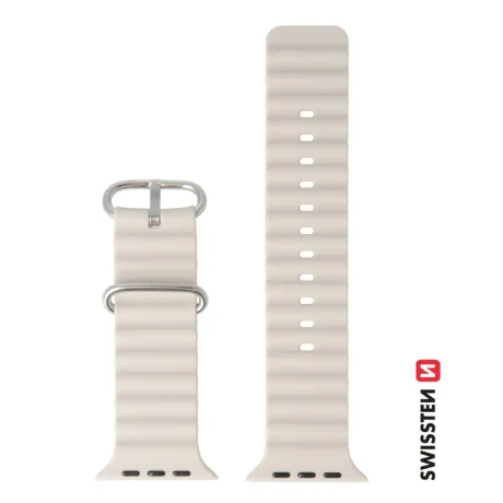 CURELĂ DIN SILICON SWISSTEN PENTRU APPLE WATCH - CURELE MARINE 42 / 44 / 45 / 49 mm GRI PIATRĂ 