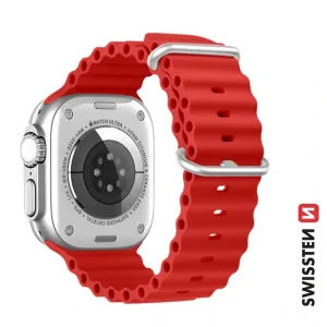 CURELĂ DIN SILICON SWISSTEN PENTRU APPLE WATCH - CURELE MARINE 42 / 44 / 45 / 49 mm ROȘIE