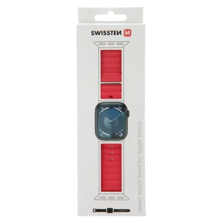 CURELĂ DIN SILICON SWISSTEN PENTRU APPLE WATCH - CURELE MARINE 42 / 44 / 45 / 49 mm ROȘIE