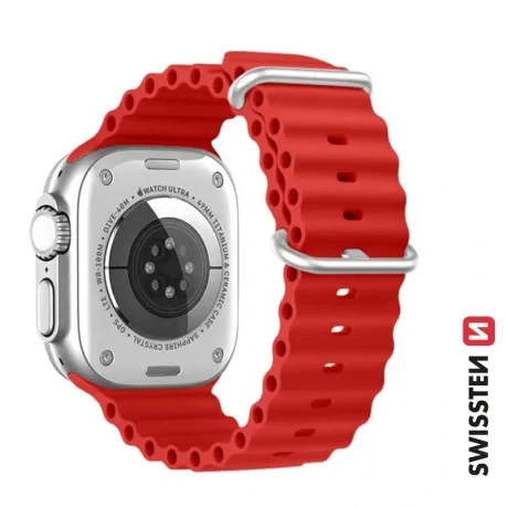 CURELĂ DIN SILICON SWISSTEN PENTRU APPLE WATCH - CURELE MARINE 42 / 44 / 45 / 49 mm ROȘIE