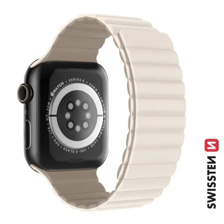 CURELĂ DIN SILICON SWISSTEN PENTRU APPLE WATCH - MAGNETICĂ 38 / 40 / 41 mm ALBĂ / CAPPUCCINO