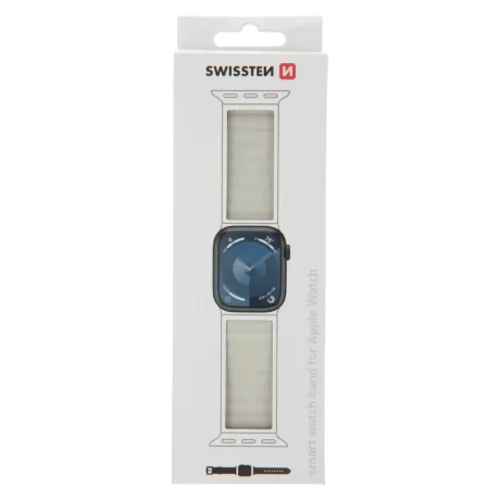 CURELĂ DIN SILICON SWISSTEN PENTRU APPLE WATCH - MAGNETICĂ 38 / 40 / 41 mm ALBĂ / CAPPUCCINO