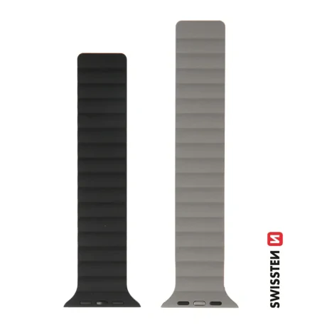 CURELĂ DIN SILICON SWISSTEN PENTRU APPLE WATCH - MAGNETICĂ 38 / 40 / 41 mm NEGRU/GRI