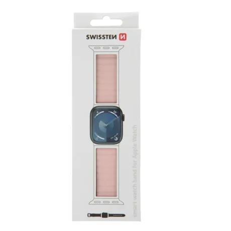 CURELĂ DIN SILICON SWISSTEN PENTRU APPLE WATCH - MAGNETICĂ 38 / 40 / 41 mm ROZ/CAPPUCCINO
