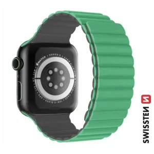 CURELĂ DIN SILICON SWISSTEN PENTRU APPLE WATCH - MAGNETICĂ 38 / 40 / 41 mm VERDE/GRI