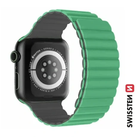 CURELĂ DIN SILICON SWISSTEN PENTRU APPLE WATCH - MAGNETICĂ 38 / 40 / 41 mm VERDE/GRI