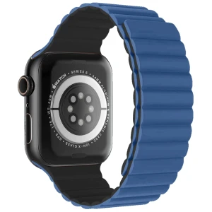 CURELĂ DIN SILICON SWISSTEN PENTRU APPLE WATCH - MAGNETICĂ 42 / 44 / 45 / 49 mm ALBASTRU/NEGRU
