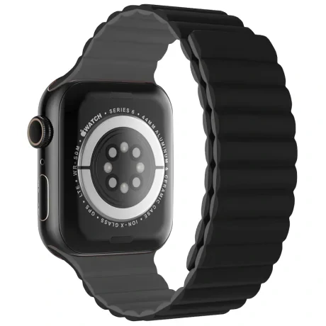 CURELĂ DIN SILICON SWISSTEN PENTRU APPLE WATCH - MAGNETICĂ 42 / 44 / 45 / 49 mm NEGRU/GRI