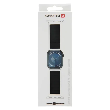 CURELĂ DIN SILICON SWISSTEN PENTRU APPLE WATCH - MAGNETICĂ 42 / 44 / 45 / 49 mm NEGRU/GRI