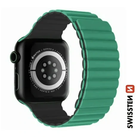 CURELĂ DIN SILICON SWISSTEN PENTRU APPLE WATCH - MAGNETICĂ 42 / 44 / 45 / 49 mm VERDE/GRI