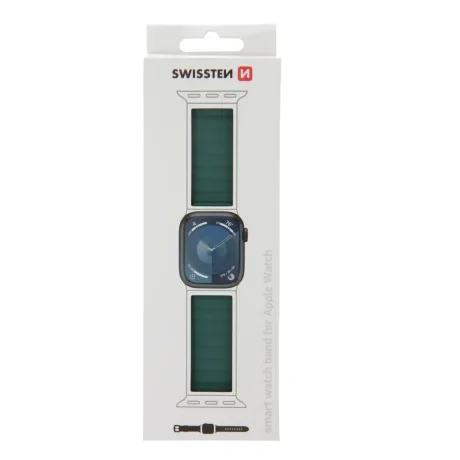 CURELĂ DIN SILICON SWISSTEN PENTRU APPLE WATCH - MAGNETICĂ 42 / 44 / 45 / 49 mm VERDE/GRI