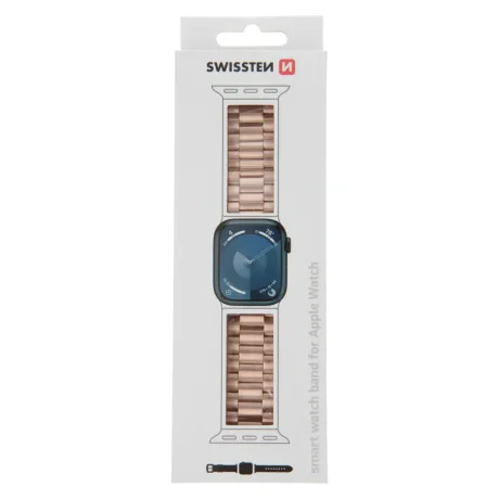 CURELĂ METALICĂ SWISSTEN PENTRU APPLE WATCH 42 / 44 / 45 / 49 mm AUR ROZ