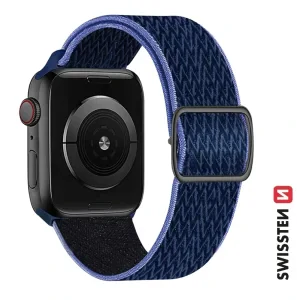 CURELĂ SWISSTEN DIN NAILON PENTRU APPLE WATCH 38 / 40 / 41 mm ALBASTRU/MOV (cu cataramă)
