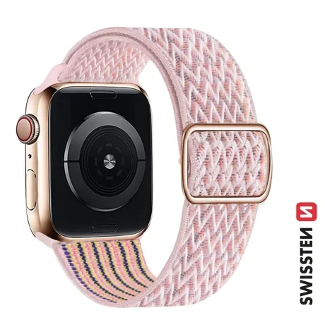 CURELĂ SWISSTEN DIN NAILON PENTRU APPLE WATCH 38 / 40 / 41 mm ROZ (cu cataramă)