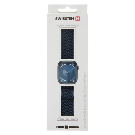 CURELĂ SWISSTEN DIN NAILON PENTRU APPLE WATCH 42 / 44 / 45 / 49 mm ALBASTRU/MOV (cu cataramă)