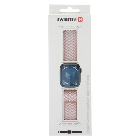 CURELĂ SWISSTEN DIN NAILON PENTRU APPLE WATCH 42 / 44 / 45 / 49 mm ROZ (cu cataramă)