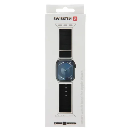 CURELĂ SWISSTEN DIN SILICON PENTRU APPLE WATCH - CUREA MARINE 42 / 44 / 45 / 49 mm NEAGRĂ