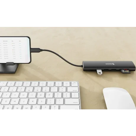 Hub USB-C SWISSTEN 7-ÎN-1 (USB-C 100W, HDMI 4K, 1x USB-A 3.0, 2x USB-A 2.0, SD, MICRO SD) ALUMINIU
