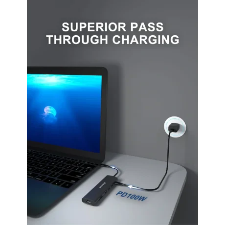Hub USB-C SWISSTEN 7-ÎN-1 (USB-C 100W, HDMI 4K, 1x USB-A 3.0, 2x USB-A 2.0, SD, MICRO SD) ALUMINIU