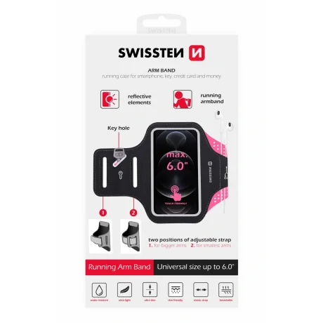 Husă pentru brățară Swissten, mărimea 6.0&amp;quot;, roz