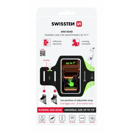 Husă pentru brățară Swissten, mărimea 7.0&amp;quot;, neagră