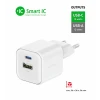 Încărcător de călătorie SWISSTEN 12W 1x USB-C + 1x USB-A ALB
