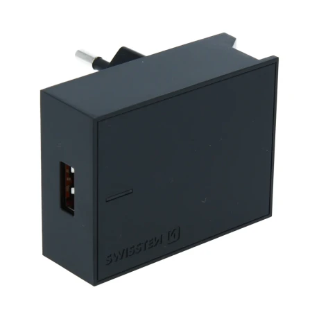 Încărcător de călătorie SWISSTEN 1x USB-A 22.5W, Super Charge Negru