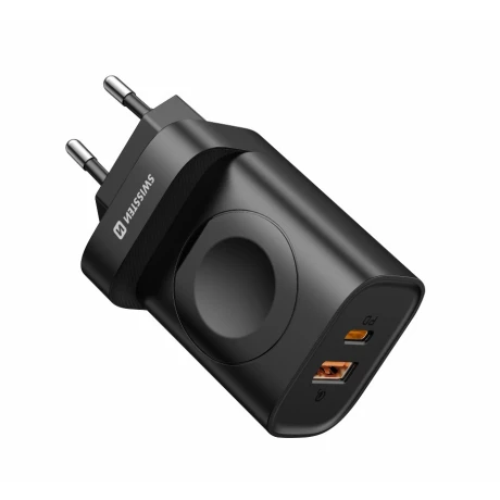 Încărcător de călătorie SWISSTEN 1xUSB-A, 1xUSB-C și Apple Watch