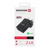 Încărcător de călătorie SWISSTEN 2x USB 10.5W pentru priză UK NEGRU