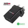 Încărcător de călătorie SWISSTEN 2x USB 10.5W pentru priză UK NEGRU