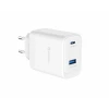Încărcător de călătorie SWISSTEN CORE GaN 1x USB-C 45W PD + 1x USB-A 18W QC ALB