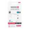Încărcător de călătorie SWISSTEN CORE GaN 1x USB-C 45W PD + 1x USB-A 18W QC ALB