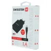 Încărcător de călătorie Swissten cu circuit integrat inteligent, 1x USB 1A, cablu de alimentare + date, USB / Micro USB 1.2 m, negru