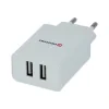 Încărcător de călătorie Swissten cu circuit integrat inteligent, cu 2 porturi USB 2.1A și cablu de date USB/tip C, 1.2 m, alb