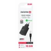 Încărcător de călătorie SWISSTEN cu circuit integrat inteligent, cu 2 porturi USB 2.1A și cablu de date USB/TIP C, 1.2 m, negru 