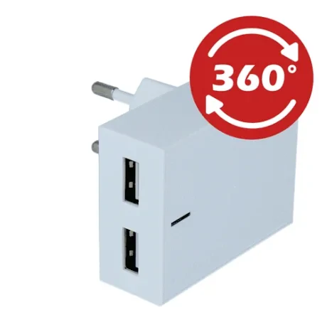 Încărcător de călătorie Swissten cu circuit integrat inteligent, cu 2x USB 3A, cablu de alimentare + date, USB / Lightning, 1,2 m, alb