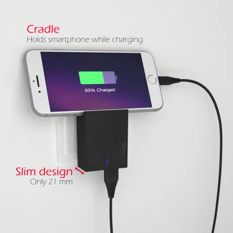 Încărcător de călătorie Swissten cu circuit integrat inteligent, cu 2x USB 3A, cablu de alimentare + date, USB / Lightning MFi 1,2 m, negru