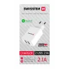 Încărcător de călătorie SWISSTEN cu circuit integrat inteligent și 2 porturi USB 2.1A, alb (cutie CDU SWISSTEN)