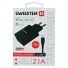 Încărcător de călătorie SWISSTEN cu circuit integrat inteligent și 2 porturi USB 2.1A, cablu de alimentare + date, USB / LIGHTNING MFi 1.2 m, negru