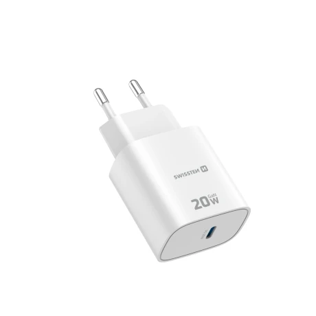 Încărcător de călătorie SWISSTEN EDGE GaN 1x USB-C 20W Alb