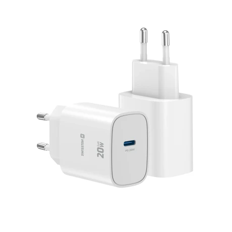 Încărcător de călătorie SWISSTEN EDGE GaN 1x USB-C 20W Alb